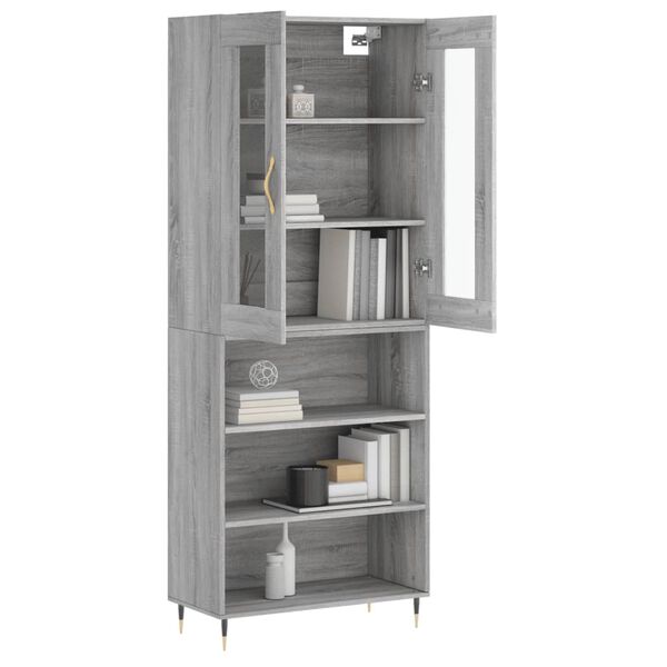 vidaXL Highboard gr&aring; sonoma 69,5x34x180 cm konstruert tre