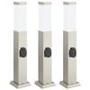 vidaXL Pullertlamper med stikkontakt 3 stk 50 cm rustfritt st&aring;l IP44