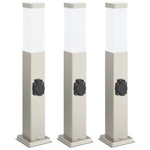 vidaXL Pullertlamper med stikkontakt 3 stk 50 cm rustfritt st&aring;l IP44