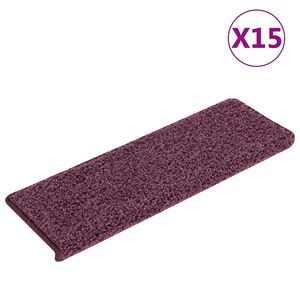 vidaXL Trappematter 15 stk 65x21x4 cm m&oslash;rk lilla rektangul&aelig;r kant
