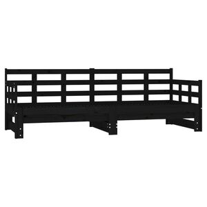 vidaXL Uttrekkbar dagseng svart heltre furu 2x(90x190) cm