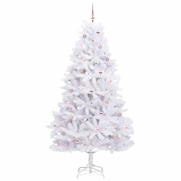 vidaXL Kunstig sammensatt juletre med 300 LED Hvit 240 cm PVC og st&aring;l