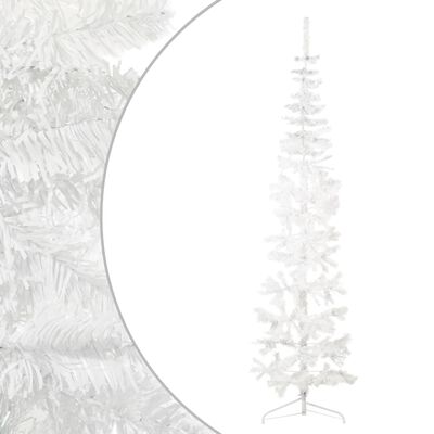 vidaXL Kunstig halvt juletre med stativ slankt hvit 240 cm