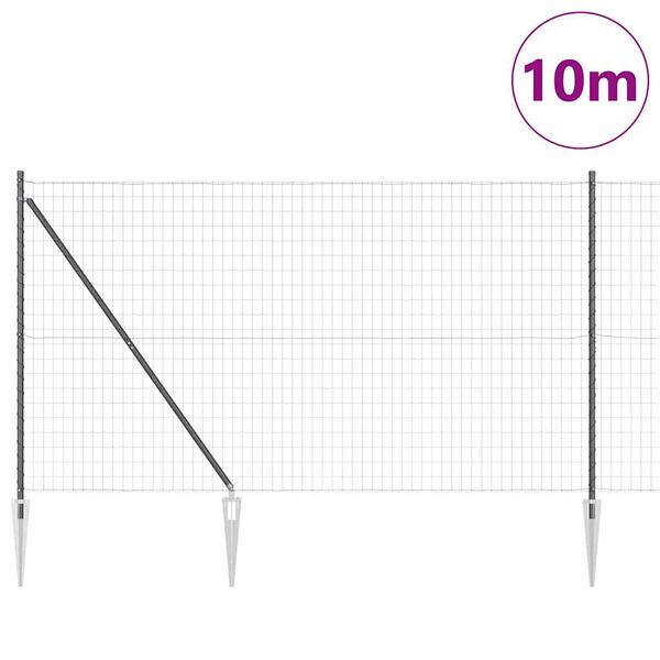 vidaXL Gjerde med stolpe Gr&aring; 1,6 x 10 m St&aring;l og PVC