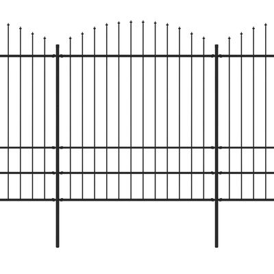 vidaXL Hagegjerde med spydtopp stål (1,75-2)x5,1 m svart