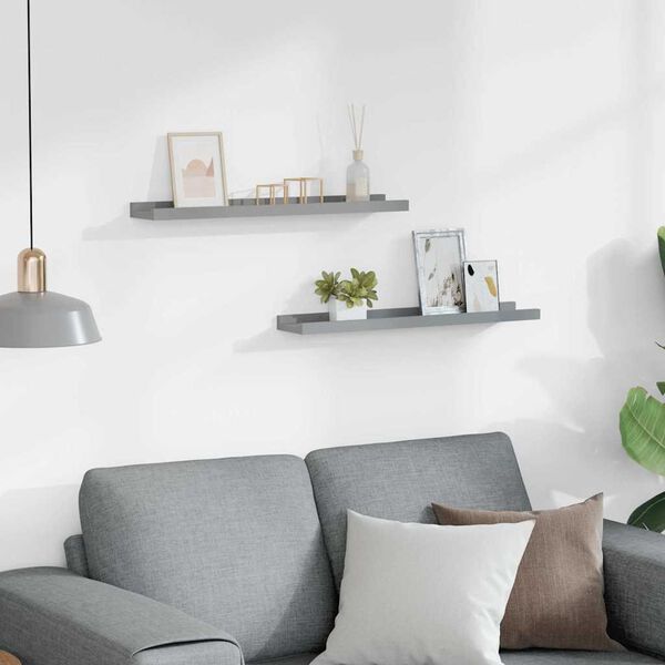 vidaXL Flytende vegghyller 2 stk gr&aring; 60x9x3 cm MDF