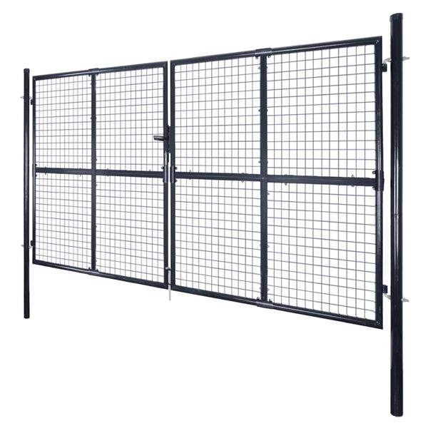 vidaXL Hageport av netting galvanisert st&aring;l 300x150 cm gr&aring;