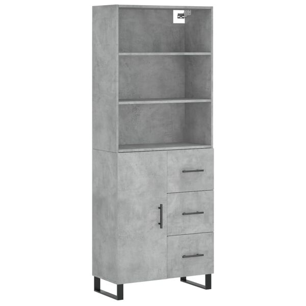 vidaXL Highboard betonggrå 69,5x34x180 cm konstruert tre