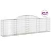 vidaXL Gabionkurver buede 17 stk 300x30x80/100 cm galvanisert jern