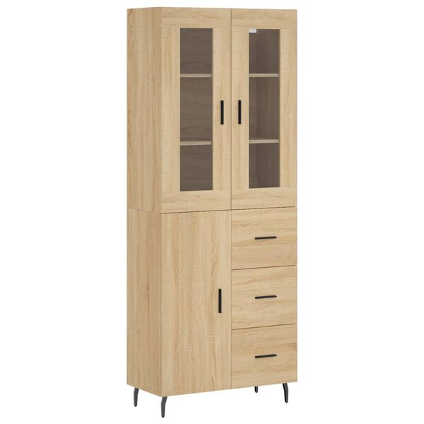 vidaXL Highboard sonoma eik 69,5x34x180 cm konstruert tre