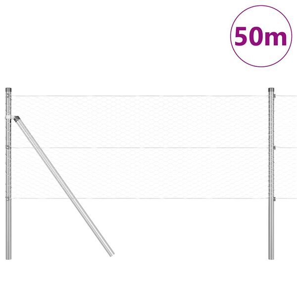 vidaXL Gjerdep&aring;le s&oslash;lv 50 x 0,6 m (25 mm nett) St&aring;l