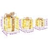 vidaXL Gaveeske med 60 LED 3 pcs Varmhvit 20 x 20 x 20 cm PET