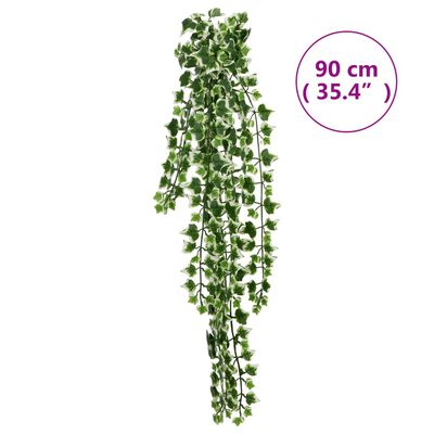 vidaXL Kunstige hengeplanter 12 stk 339 blader 90 cm grønn og hvit