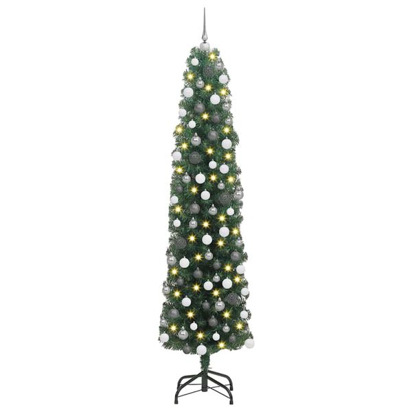 vidaXL Kunstig juletre med 300 LED gr&oslash;nn 180 cm PVC og st&aring;l og plast