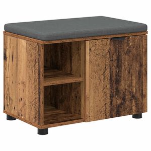 vidaXL Gangbenk med pute med hylle med d&oslash;r Gammelt tre 60 x 38 x 46 cm