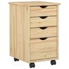 vidaXL Rullende skap med hjul Brun 34 x 39 x 56 cm Massiv furu
