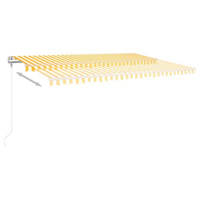 vidaXL Automatisk uttrekkbar markise med stolper 5x3,5 m gul og hvit