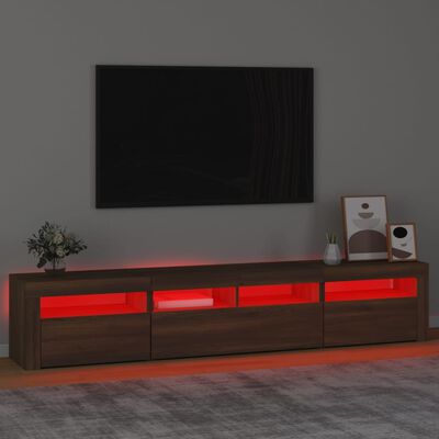 vidaXL TV-benk med LED-lys brun eik 210x35x40 cm
