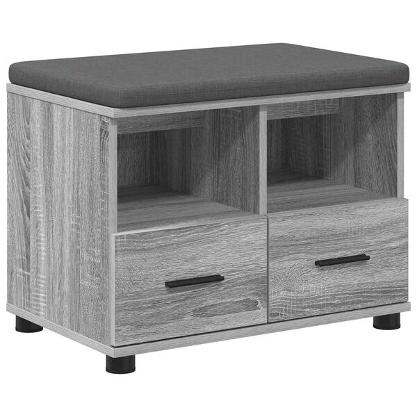 vidaXL Gangbenk Gr&aring; Sonoma 60 x 38 x 46 cm Sponplate og Polstret Stoff