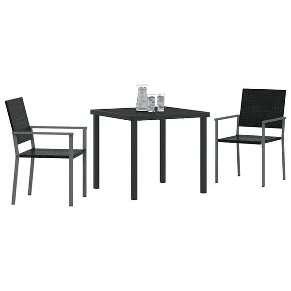 vidaXL Hage Spisegruppe 3 pcs Svart PE Rattan
