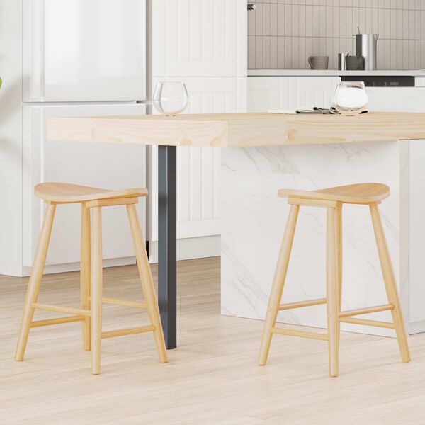 vidaXL Spisestoler 2 pcs Naturlig 46 x 37 x 63 cm Solid Gummitre