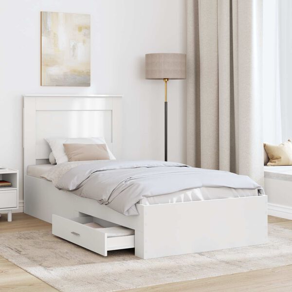 vidaXL Sengestamme med skuff med hodegjerde med lagring Konstruert tre