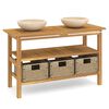 vidaXL Baderomshylle med kremhvite marmorvasker heltre teak