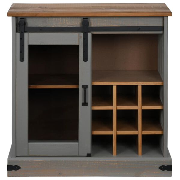 vidaXL Skjenk HALDEN med skyved&oslash;r gr&aring; 80x40x80 cm heltre