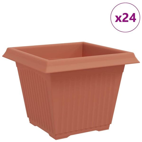 vidaXL Firkantet Blomsterpotte 24 pcs Klinker R&oslash;d 28,5 x 28,5 x 22 cm