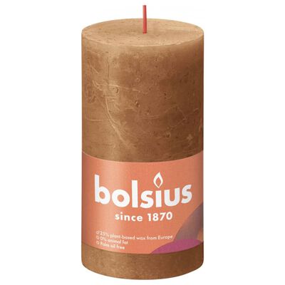 Bolsius Rustikke søylelys Shine 4 stk 130x68 mm krydder brun