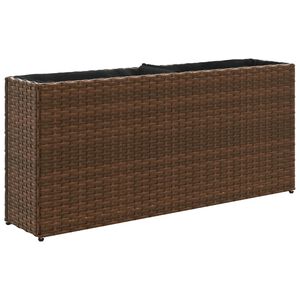 vidaXL Plantekasse med 2 potter brun 90x20x40 cm polyrotting