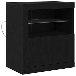 vidaXL LED sideboard Svart 60,5 x 37 x 67 cm Konstruert tre