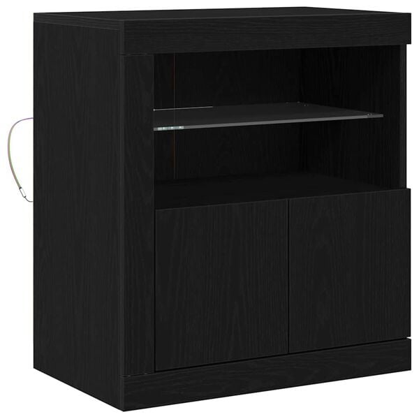 vidaXL LED sideboard Svart 60,5 x 37 x 67 cm Konstruert tre