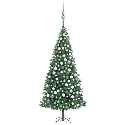 vidaXL Forhåndsbelyst kunstig juletre med kulesett LED 300 cm grønn