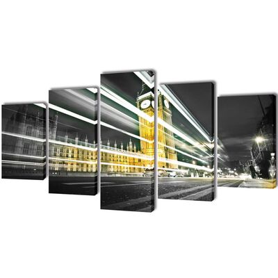 Kanvas Flerdelt Veggdekorasjon London Big Ben 100 x 50 cm