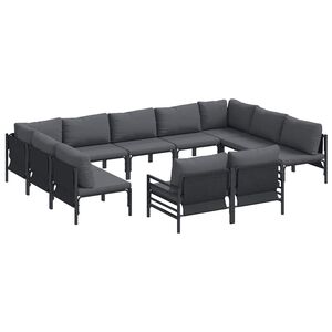 vidaXL Hagesofa Set 11 stk. Svart St&aring;l