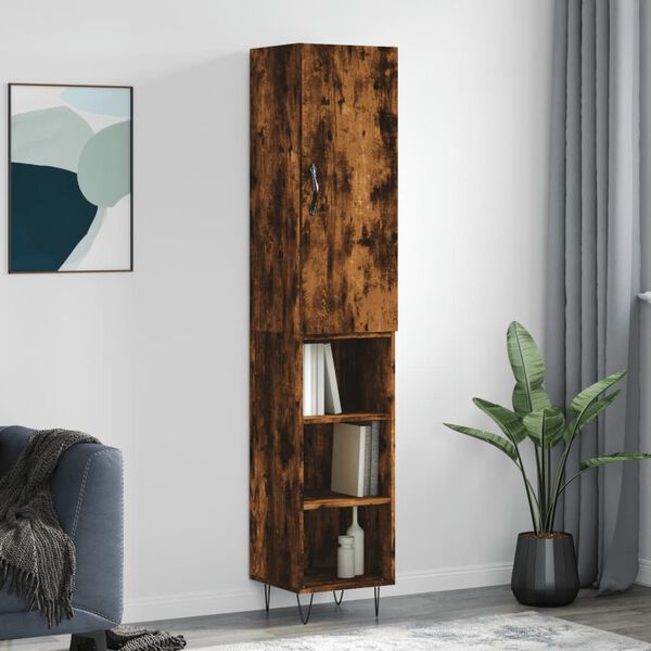vidaXL Highboard r&oslash;kt eik 34,5x34x180 cm konstruert tre