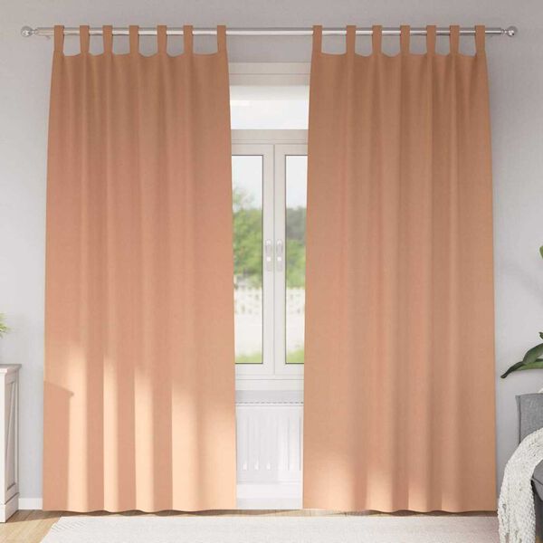 vidaXL M&oslash;rkleggende Gardiner med Ringer 2 pcs Lys Brun 225 x 140 cm
