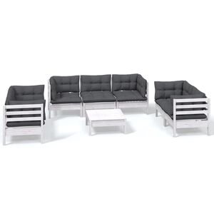 vidaXL Hagesofagruppe med puter 8 deler heltre furu