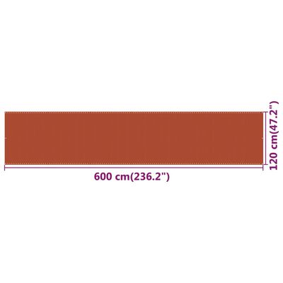 vidaXL Balkongskjerm oransje 120x600 cm HDPE