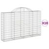vidaXL Gabionkurver buede 18 stk 200x30x120/140 cm galvanisert jern