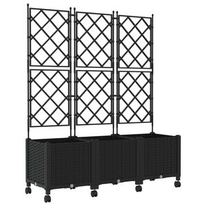 vidaXL Hageplanter med espalier og hjul 3 stk. Svart 120 x 40 x 149 cm