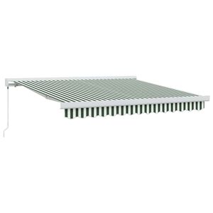 vidaXL Uttrekkbar markise Gr&oslash;nn og hvit 300 x 250 cm L&aelig;r og aluminium