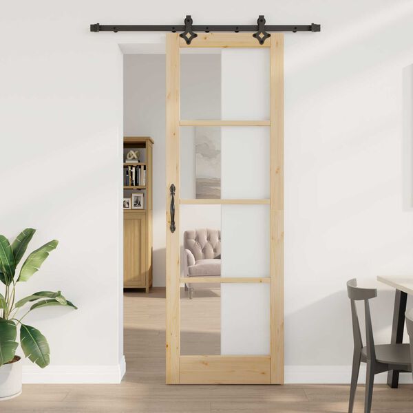 vidaXL Skyved&oslash;r Naturlig 78 x 232 cm Massivt furutre og glass