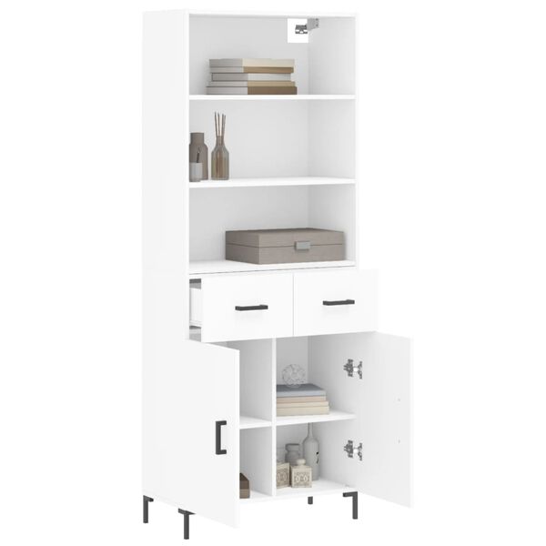 vidaXL Highboard hvit 69,5x34x180 cm konstruert tre