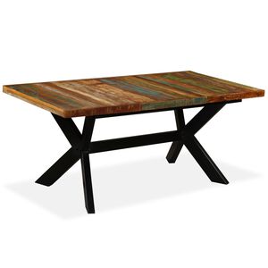 vidaXL Spisebord gjenvunnet heltre og st&aring;lkryss 180 cm