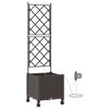 vidaXL Hageplantekasse med vanning og hjul Brun 40 x 40 x 148 cm PP