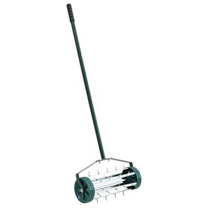 vidaXL Plenrull med aeratorklips gr&oslash;nn 127,5 x 44 cm St&aring;l