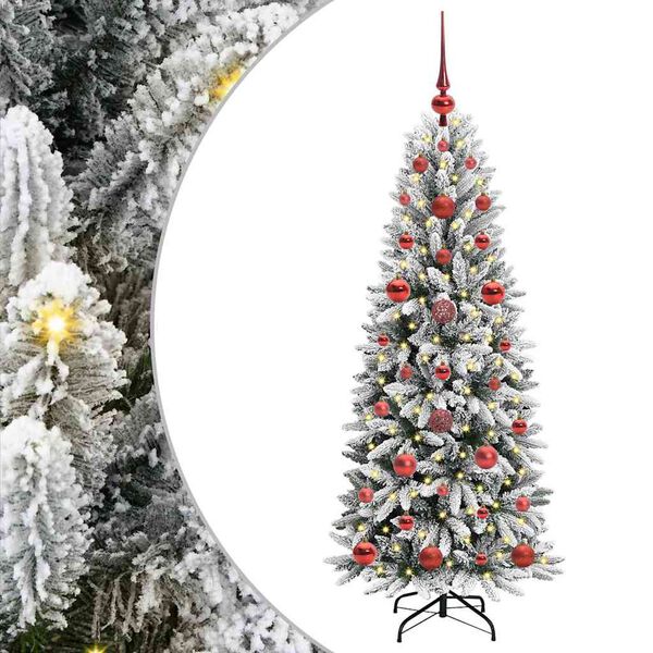 vidaXL Kunstig juletre med 150 LED Hvit 120 cm PVC, plast, st&aring;l og PE