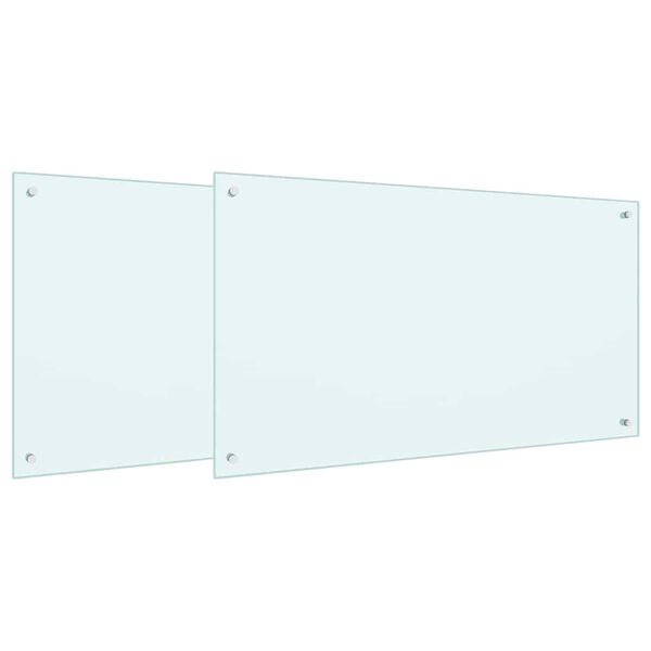 vidaXL Kj&oslash;kkenbakplate 2 pcs Hvit 100 x 60 cm herdet glass